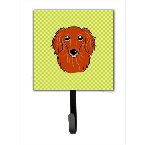 Carolines Treasures Checkerboard Lime Green Longhair Red Dachshund Leash or Key Holder- 4.25 W x 7 H In. BB1276SH4 - main